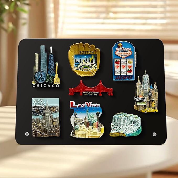 2 Pack Small Magnet Board - Black Magnetic Board | 11x8Inch Metal Magnetic Bulletin Board with 6 Magnets, Magnet Display Stand for Home School Kitchen Office
