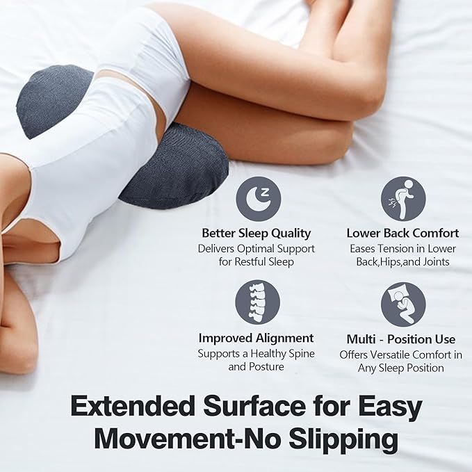 COMFYTHERA Lumbar Support Pillow for Sleeping Memory Foam Lumbar Support Cushion for Lower Back Pain Relief, Back Support Bed Pillow Waist Support (Dark Grey, Small)