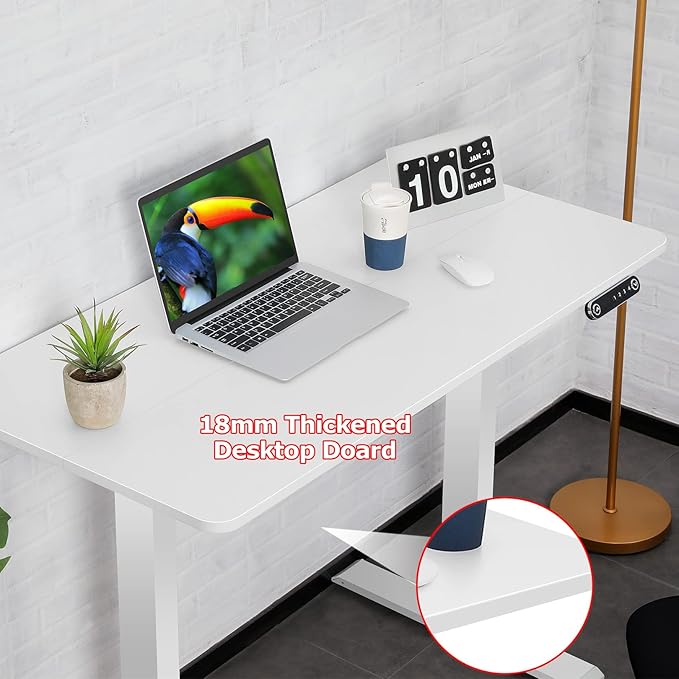 farexon 48 x 24 inch Standing Desk Electric Adjustable Height with Charging Station,USB Outlets, Stand up Desk with Wheels, Preset Heights Home Office Gaming Computer Workstations Table(White)
