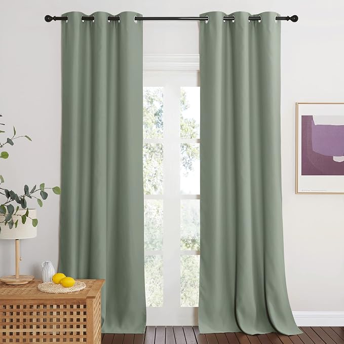 NICETOWN Door Curtains for Doorway Privacy, 95 Inch Length Blackout Thermal Insulated Room Divider Cover, Farmhouse Closet Curtain for Bedroom LivingBathroom, 1 Panel, Sage Green, 42" Wide