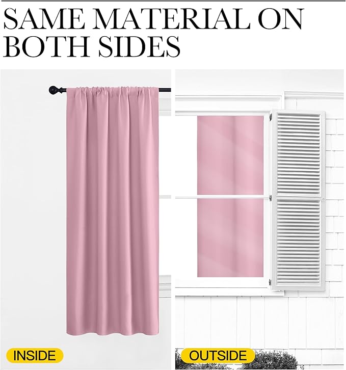 NICETOWN RV Blackout Curtains for Camper Windows, Rouge Pink, 29" Wide by 40" Long, 2 PCs, Short Blackout Curtains & Drapes, Thermal Insulated Blackout Curtain Panels for Kids Room, Play Room