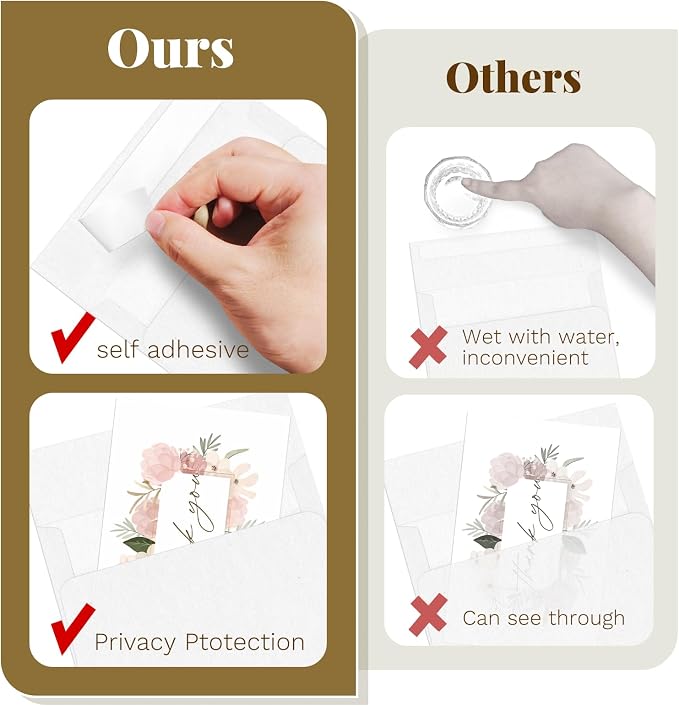 Goefun White Blank Note Cards and Envelopes 4x6 (Not Folded), 4x6 Flat Postcards and A6 Envelopes Self Seal 100 Pack for Wedding, Invitations, DIY Note Cards & All Occasion
