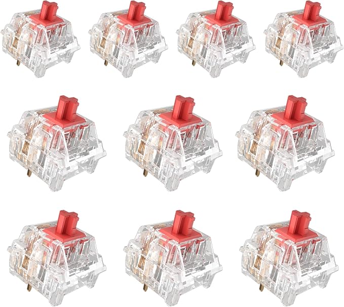 ZhouWang Burgundy Linear Switch, 3-Pin, 50gf, Pre-Lubricated, Dustproof Linear Switch, Suitable for RGB and Mechanical Gaming Keyboards, MX Mechanical Keyboards (90PCS)