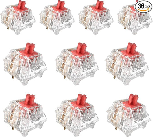 ZhouWang Burgundy Linear Switch, 3-Pin, 50gf, Pre-Lubricated, Dustproof Linear Switch, Suitable for RGB and Mechanical Gaming Keyboards, MX Mechanical Keyboards (36PCS)