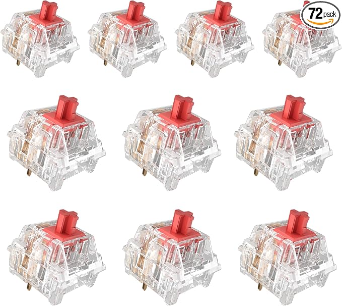 ZhouWang Burgundy Linear Switch, 3-Pin, 50gf, Pre-Lubricated, Dustproof Linear Switch, Suitable for RGB and Mechanical Gaming Keyboards, MX Mechanical Keyboards (72PCS)