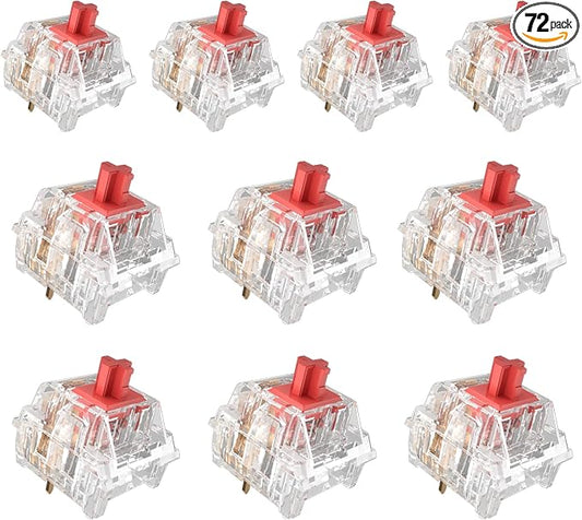 ZhouWang Burgundy Linear Switch, 3-Pin, 50gf, Pre-Lubricated, Dustproof Linear Switch, Suitable for RGB and Mechanical Gaming Keyboards, MX Mechanical Keyboards (72PCS)