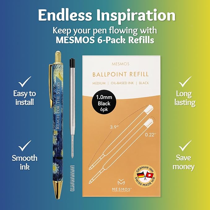 MESMOS Van Gogh Fancy Pen Set, College & High School Graduation Gift for Her and Him, Inspirational Grad Gift for Women, Office Motivational Writing Pens for Boss Lady, Congratulations Gifts