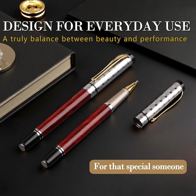 Luxury Gel Ballpoint Pens,Personalized Black Ink Pen Set with 2 Pcs Extras Replaceable Metal Refills, Ultra-Smooth Writing Experience, Perfect for Gifts,Business,Office