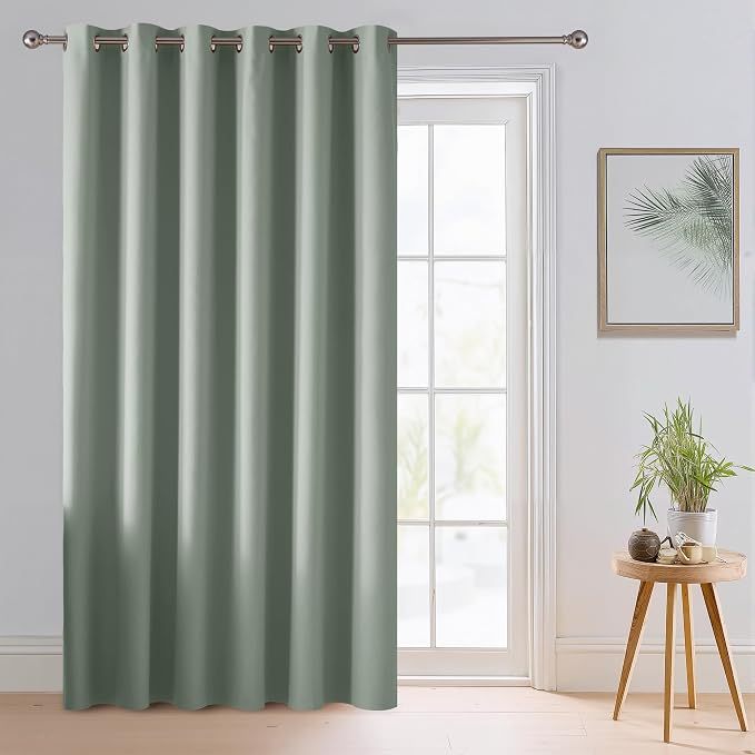 RYB HOME Blackout Thermal Insulated Curtains, Portable Curtain for Sliding Glass Door/Storage/Space Room Divider, Large Window Treatment Room Divider Panel, W80 x L84, Sage Green, 1 Panel