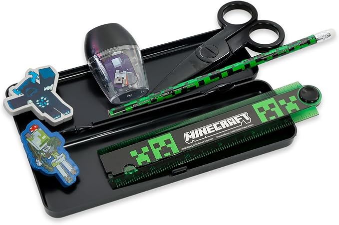 Minecraft School Supplies Set - Bundle with Creeper Folder, Notebook, Erasers, Stickers, and More | Minecraft Back to School Supplies Stationery Kit for Boys, Kids