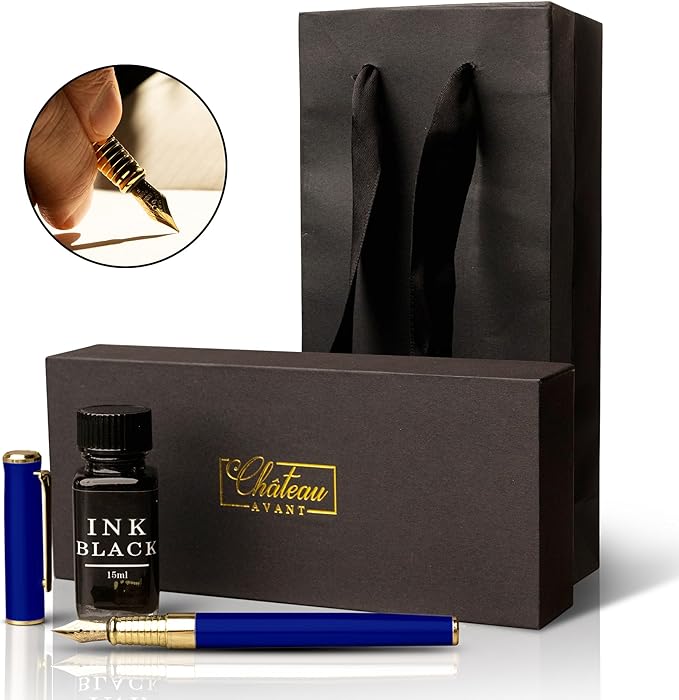Fountain pen (Blue), 1 Count (Pack of 1)