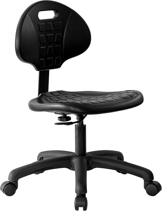 Table Height Chair/Stool-Easy to Clean! Deluxe Ergonomic Polyurethane Chair. 5" of Height Adj (15.5"-20.5") 500 lb Capacity. Automotive, Lab, Garage, Home, Office (Standard, Black)