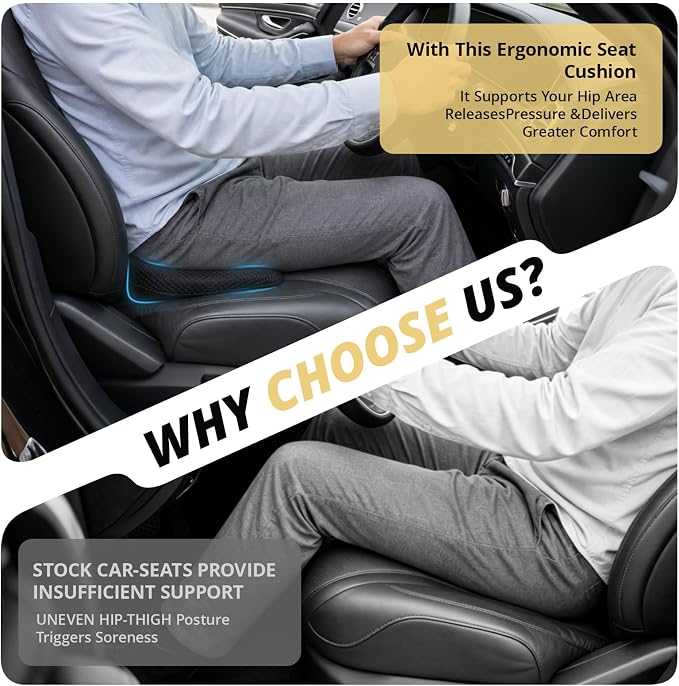 Car Seat Cushions for Driving | Car Seat Cushions,Relieve Sciatica & Back Pain, Improve Driving Posture, Ergonomic Truck Seat Cushion for Long Commute