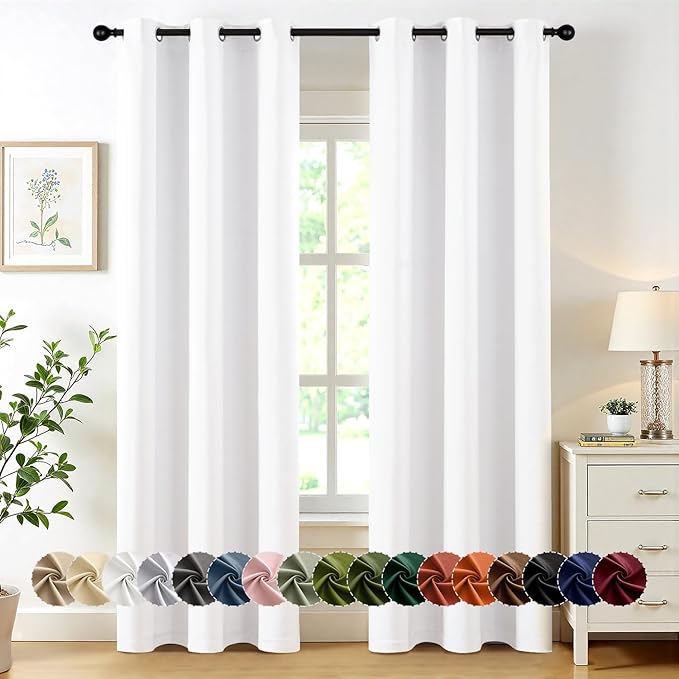 MIULEE Blackout Curtains for Bedroom Living Room 2 Panels, Thermal Insulated Room Darkening Drapes Grommet Noise Reducing Light Blocking Window Treatments 72 Inches Long 40x72 Inch Pure White