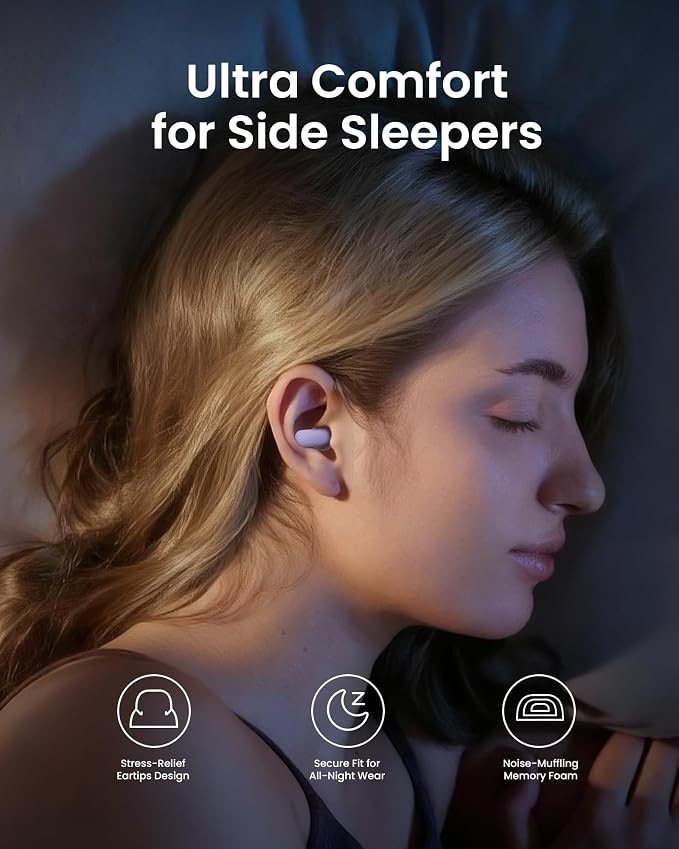 Dream Ear Plugs for Sleep, Ultra-Soft 26 dB (SNR) Noise-Reducing Earplugs with Patented Qufits Ear Tips and Portable Case, Reusable Silicone Earplugs for Sleep, Work, Study, Travel - Purple