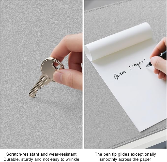 Dual Sided Leather Desk Mat - Waterproof Desk Pad - Ideal for Large Mouse Pad and Desk Mats on Top of Desks (Gray, 33"*13")