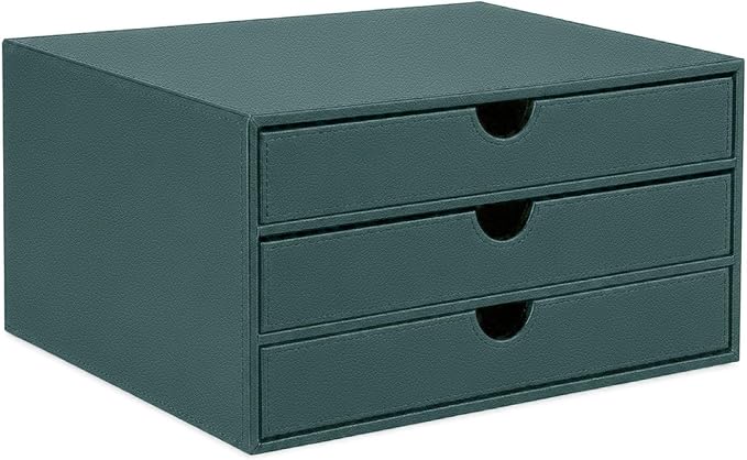 UnionBasic Document Organizer, 3-Drawer File Cabinet Document Storage Box, Office Desktop Filing Organizer, Dark Ivy