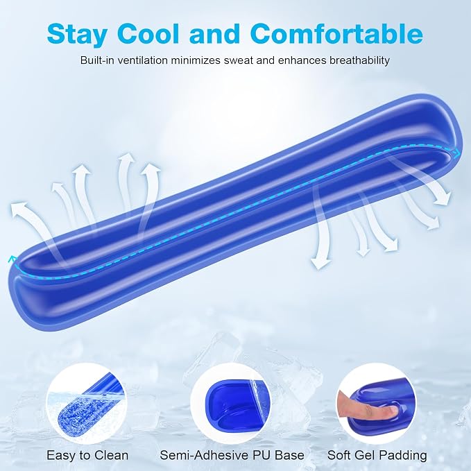 Gel Mouse pad & Keyboard Wrist Rest Set, Ergonomic Keyboard and Mousepad with Wrist Support, Keyboards Wrist Rest, Computer Keyboards Pad, Cooling Gel Blue