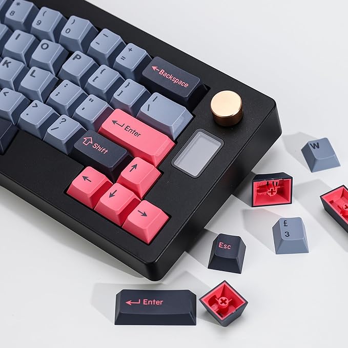 8008 PBT Double Shot Keycap Set,174 Keys Retro Blue Custom Key Cap Keycaps 60 Percent Cherry Profile Keycaps for 61/64/68/84/87/100/104/108 Mechanical Keyboard