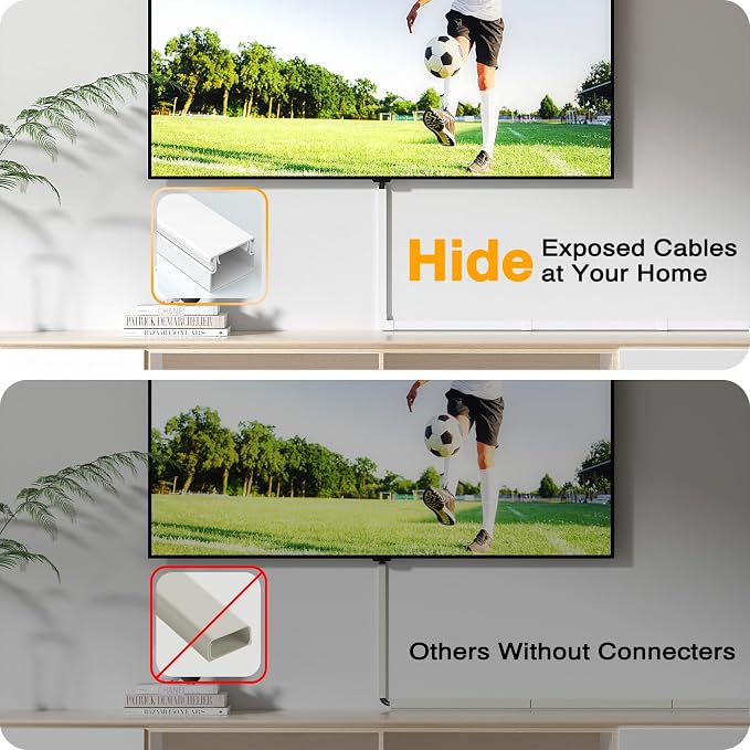 Delamu Cord Hider, 315in Wire Covers for 2-3 Cords on Wall, Premium Cable Hider Cord Covers for Wires on Wall, Cable Management Wire Hiders for TV, Cable Raceway Kit, L15.7 x W0.95 x H0.55 in, White