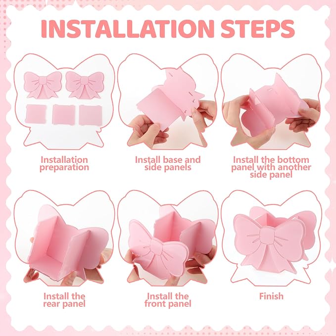 2 Pack Pink Pen Holder for Desk Cute Pink Bow Makeup Brush Holder Coquette Pinks Bow Desk Organizer-Assemble Acrylic Pen Holders Pinks Bow Accessories for School Office Home Desk Supplies