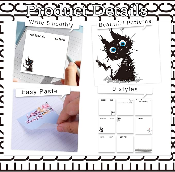 Funny Sticky Notes Gifts - 9 Pack Funny Notepads 3x3 Inch Work Gag Gifts, Fun Sarcastic Memo Pads School Office Supplies for Coworkers Friends (450 Sheets)