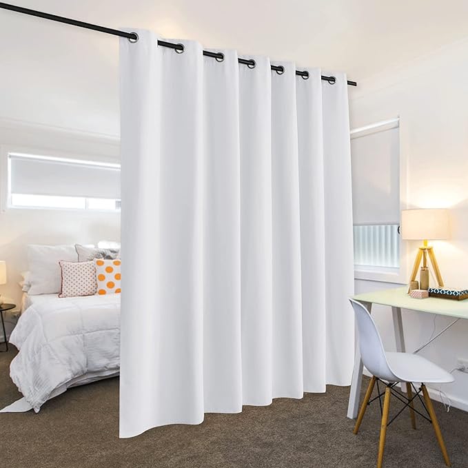 RYB HOME Extra Wide Curtains for Divider Room Separation Soundproof Temporary Door Curtains for Bedroom Closet Office Home Theatre Garage Living Room Drop Cloth, W 120 x L 84 inches, Greyish White