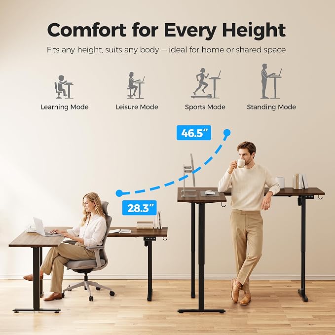 Agilestic L Shaped Standing Desk 63 inch Adjustable Height, Electric Corner Standing Desk, Sit Stand Computer Table with Splice Board, Dark Walnut