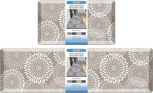 LuxStep Kitchen Mats for Floor,0.47 inch Thicker Cushioned Rug Anti-Fatigue Mats for Kitchen Decor Accessories,Waterproof Non-Slip Mats and Rugs Set for Office,Laundry 17.3"×29"+17.3"×60",Khaki