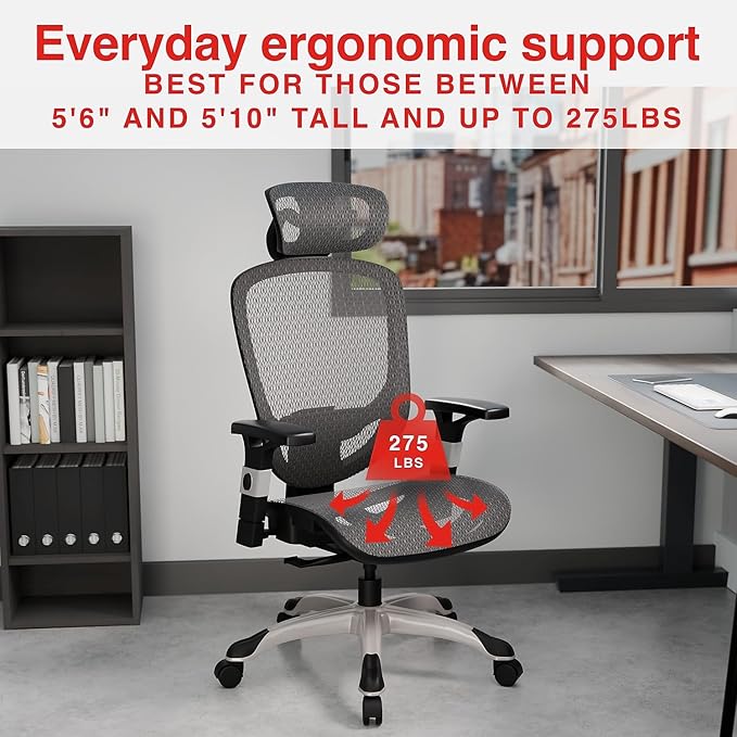 STAPLES Ergonomic Task Chair, Mesh, Ergonomic, Lumbar Support, Swivel, Gray