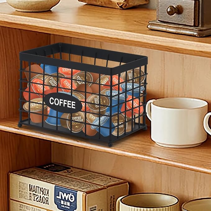 Coffee Pod Holder Basket Magnetic Coffee Pods Holder High-Capacity K Cup Holder Coffee Bar Accessories.Suitable for Kitchen Countertop and Side of the Refrigerator
