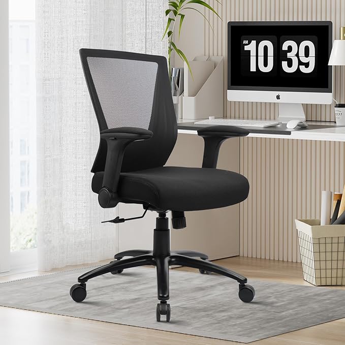CLATINA Big and Tall Office Chair - Extra Wide Thick Seat, Heavy Duty High Back Executive Desk Chair with Adjustable Armrests, Ergonomic Mesh Computer Chair for Home Office Conference, 500LBS, 1 Pack