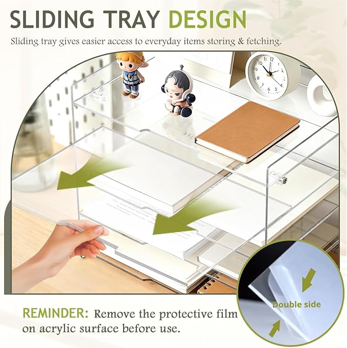 KKU 5 Tier Clear Acrylic Desk Organizer, Letter Tray Paper File Desk Organizer and Accessories For Office Supplies