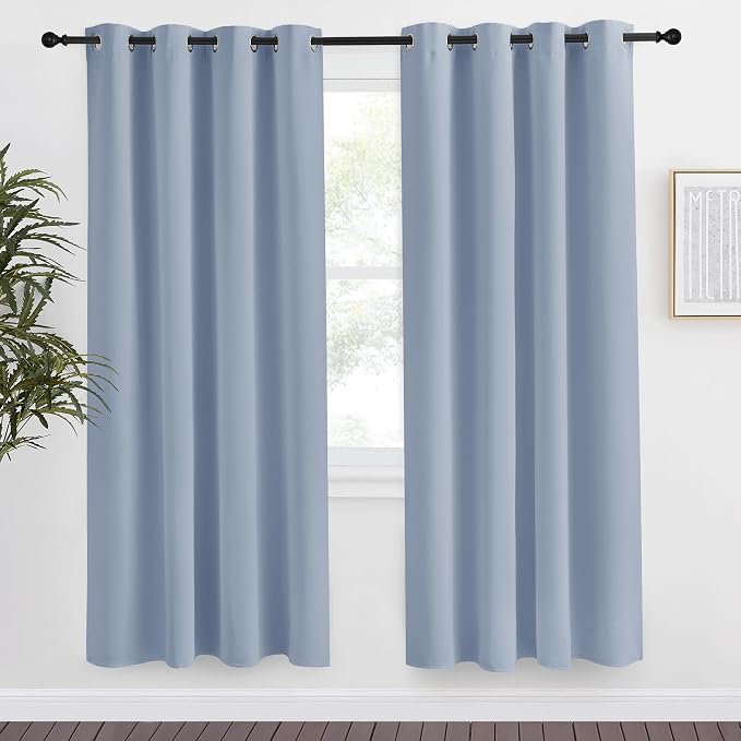 NICETOWN Blackout Curtain 78 inch Long, W55 x L78, 1 Panel, Vintage Blue, Thermal Insulated Window Treatment with Grommet Room Darkening Thermal Insulated Panel for Bedroom/Living Room