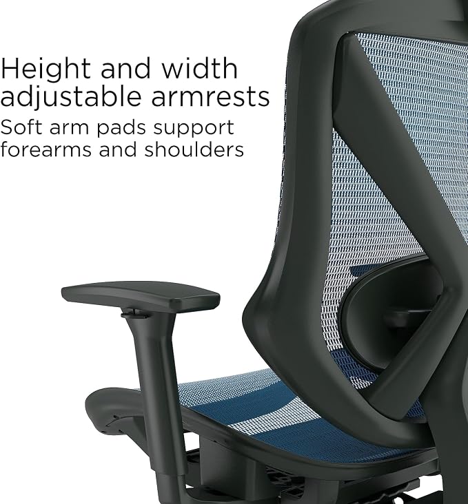 STAPLES Ergonomic Task Chair, Mesh, Ergonomic, Lumbar Support, Blue