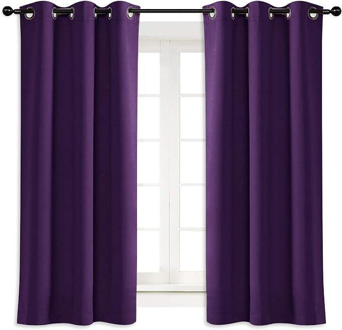 NICETOWN Blackout Curtain Blind for Bedroom, Single Panel, W42 x L45 inches, Royal Purple, Thermal Insulated Grommet Blackout Room Darkening Drape/Drapery