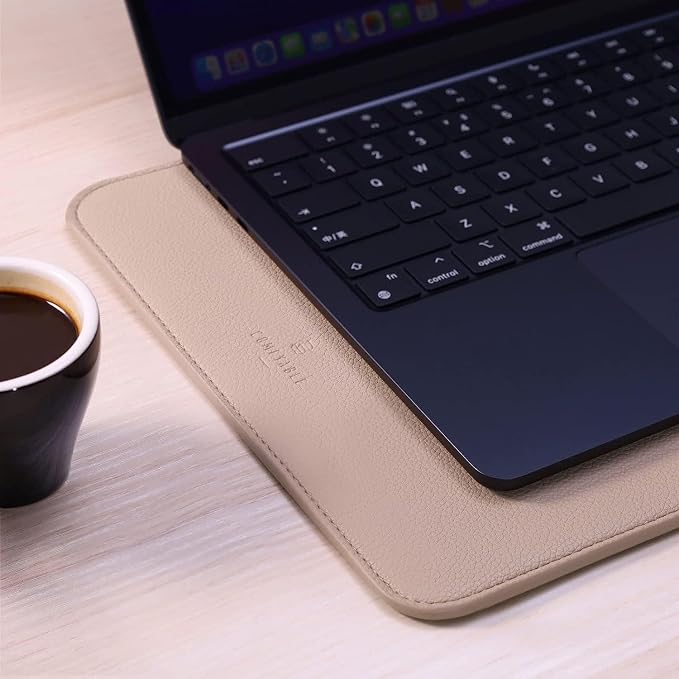 Comfyable Laptop Sleeve 14 Inch Precisely Compatible with MacBook Pro M5 M4 M3 M2 Pro/Max 2026-2021, Faux Leather Cover Case, 14 in, Sand