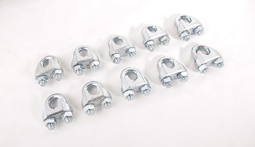 Wire Rope Clamp 3/8 inch 10 Pack Zinc Plated - Wire Rope Clip - Wire Cable Clamps