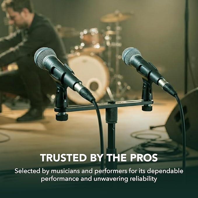 K&M König & Meyer 23550.500.55 Microphone Bar | Adjustable Positioning for Two Mics or Booms | 5/8“ Thread Stand Connector | Professional Choice Made in Germany Black