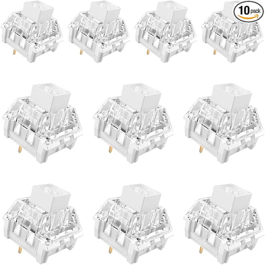 Kailh 10 PCS Box White Switch Replacement 3 Pin Mechanical Keyboard Switches, Clicky, Accurate Typing, Dustproof, Suitable for clicker for 3D Prints and MX Gaming Mechanical Keyboards
