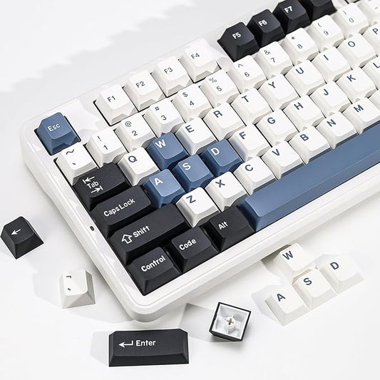 Arctic PBT Double Shot Keycap Set,174 Keys Retro Blue Custom Key Cap Keycaps 60 Percent Cherry Profile Keycaps for 61/64/68/84/87/100/104/108 Mechanical Keyboard