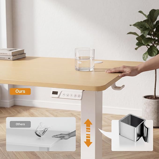Claiks 35 x 20 Inch Nature Electric Standing Desk | Adjustable Height, Sit Stand, 3 Memory Presets, Cable Management, Space-Saving, Home Office & Bedroom