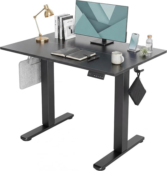 Claiks Electric Standing Desk 40x24 Inch Adjustable Desk, Black | 156lbs weight capacity, 3 memory presets, industrial steel frame, cable management hub, adjustable height , easy assembly