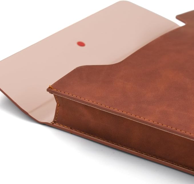 VANRA Vertical PU Leather Envelope File Folders Expanding Document Holder Organizer Pocket Folder Portfolio for A4 Letter Size Paper with String Tie Closure (Brown)