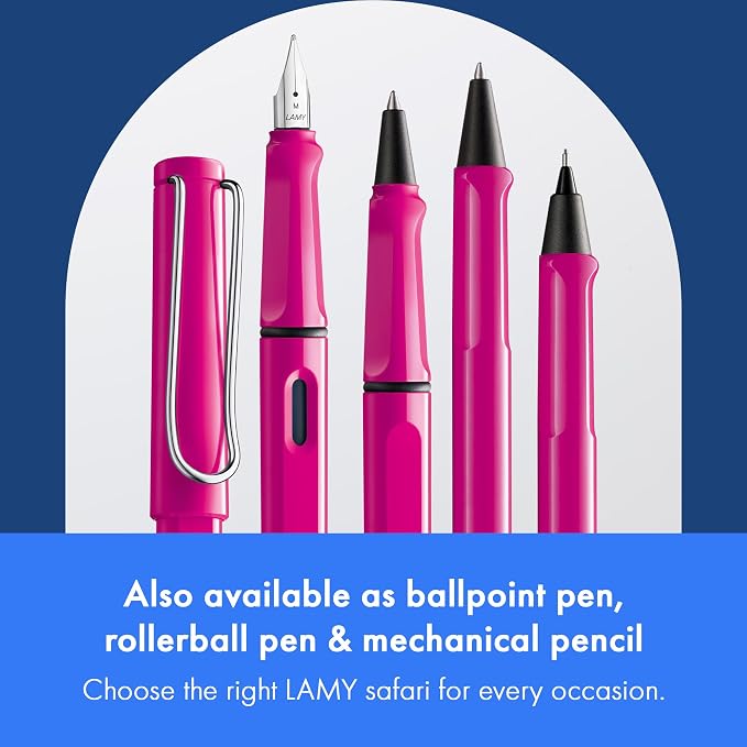 LAMY safari pink - Fountain Pen with ergonomic grip & polished steel nib in size EF - ideal for any Writing & Calligraphy - including LAMY T 10 blue cartridge - Right-Handed