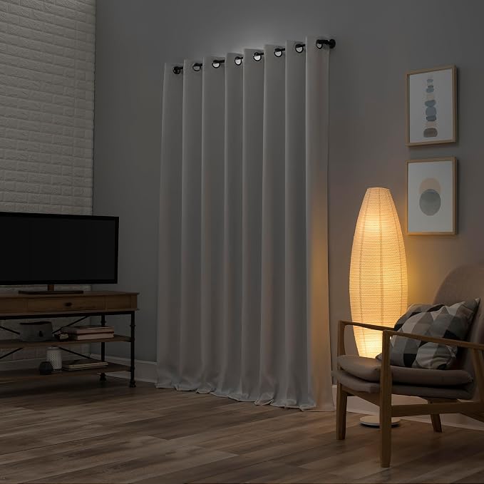 Sun Zero Nordic 2-pack Theater Grade Extreme 100% Blackout Grommet Curtain Panel Pair, 52" x 84", Pearl