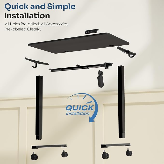 Monomi Small Electric Standing Desk, 35" x 20" Whole Piece Height Adjustable with Memory Controller, Sit to Stand Desk Workstation for Home Office, Black