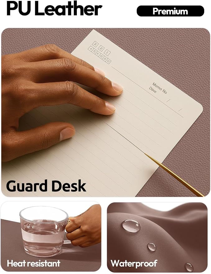 YSAGi Leather Desk Protector, Office Mat, Large Mouse Mat, Non-Slip PU Leather Blotter, Laptop Desk, Waterproof Writing Pad for Office and Home (Chocolate, 47" x 17")
