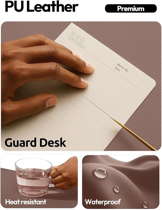 YSAGi Leather Desk Protector, Office Mat, Large Mouse Mat, Non-Slip PU Leather Blotter, Laptop Desk Mat, Waterproof Writing Pad for Office and Home(Chocolate, 42" x 17.2")