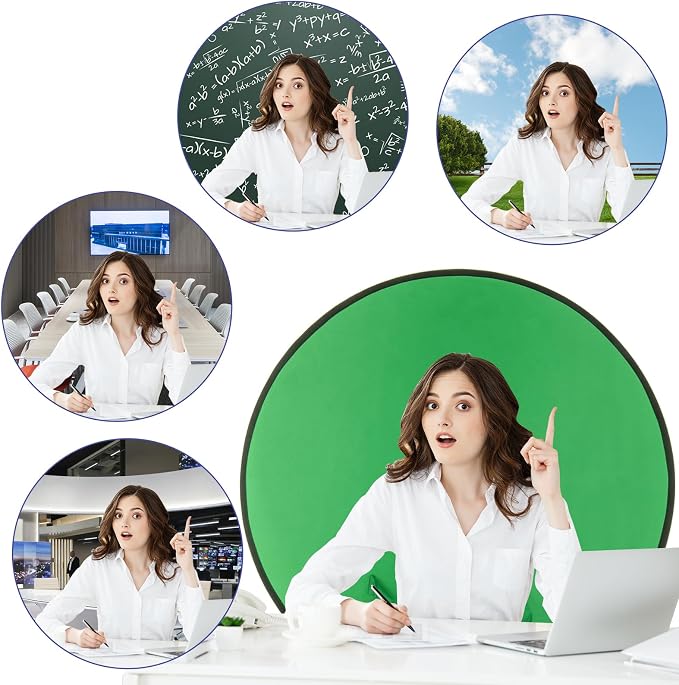 Cosmos 1 Pc Blue Screen Backdrop 43 in / 110 cm Diameter Foldable Portable Photography Background Green Screen Chroma Key Backdrop for Photography Photo Video Studio, Live Streaming, Video Meeting